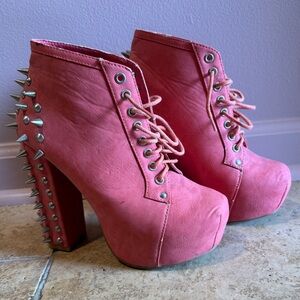Pink Vintage Brand Spiked Chunky Platform Heels